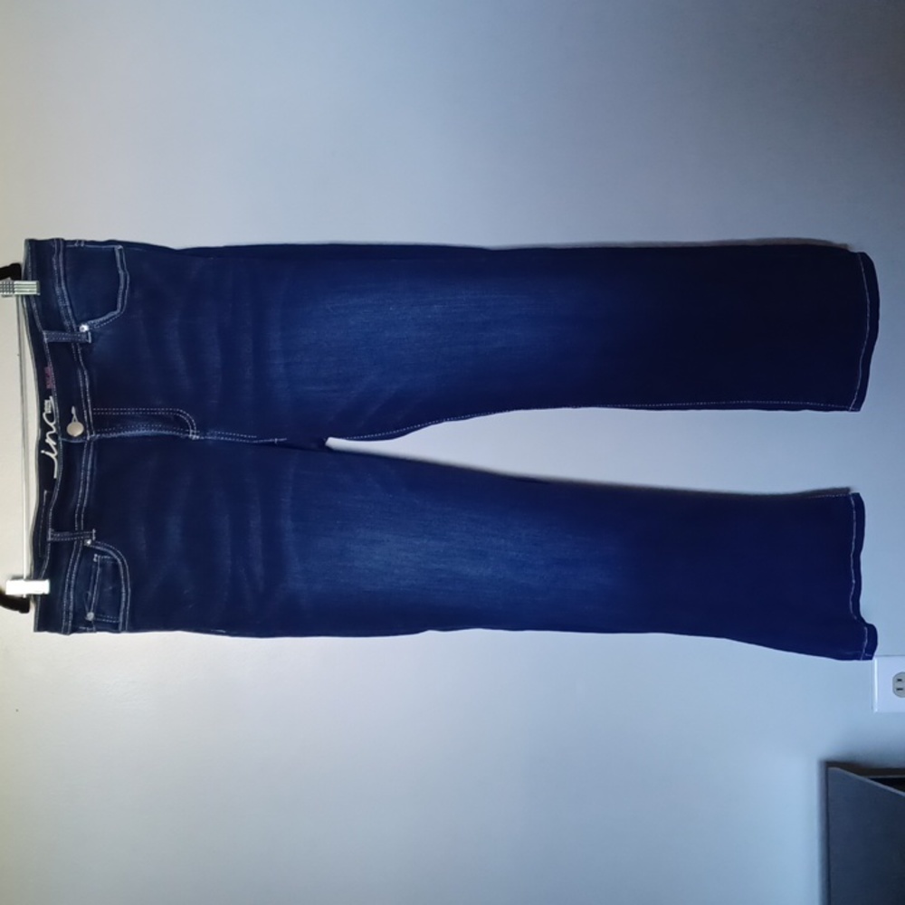 INC Jeans Womens 16W bootcut,darkwashed, slim tech fit